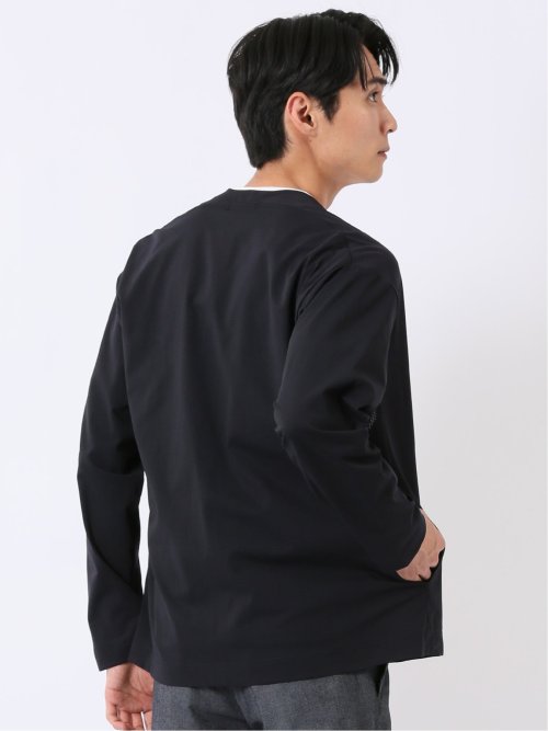 ストレッチ マイクロドット メッシュ ボタンレス カーディガン