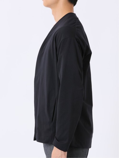 ストレッチ マイクロドット メッシュ ボタンレス カーディガン