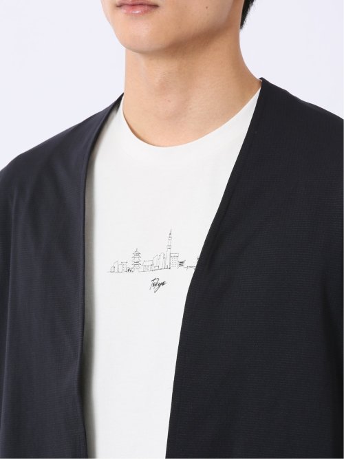 ストレッチ マイクロドット メッシュ ボタンレス カーディガン