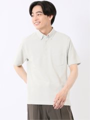 ビズポロ ポロシャツ メンズ 半袖 ボタンダウン 綿混 メランジ 鹿の子 クールビズ
