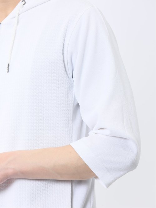 ふくれ切替ジャガード 7分袖パーカー