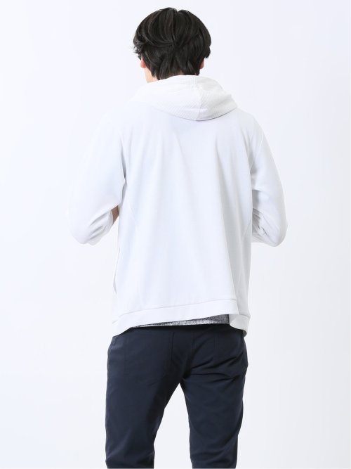 ふくれ切替ジャガード 7分袖パーカー