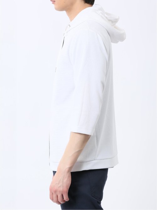 ふくれ切替ジャガード 7分袖パーカー