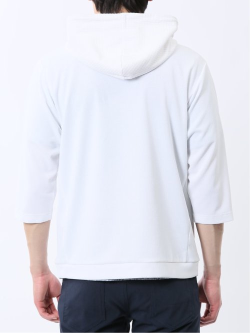 ふくれ切替ジャガード 7分袖パーカー