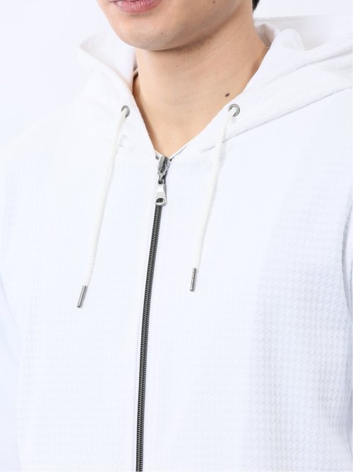 ふくれ切替ジャガード 7分袖パーカー