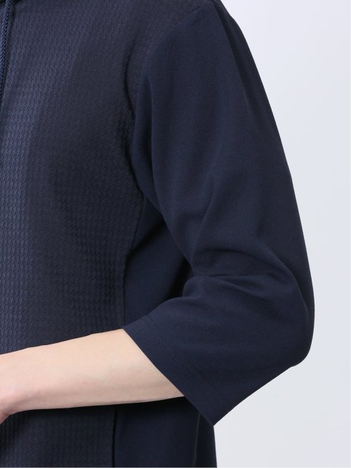 ふくれ切替ジャガード 7分袖パーカー