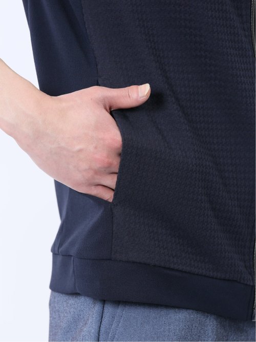 ふくれ切替ジャガード 7分袖パーカー