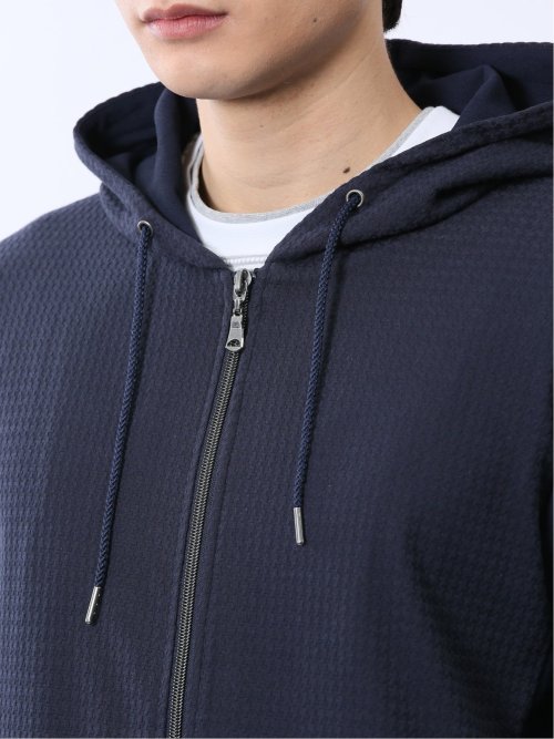 ふくれ切替ジャガード 7分袖パーカー