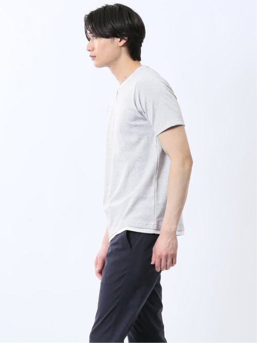 メランジポンチ キーネック半袖Tシャツ