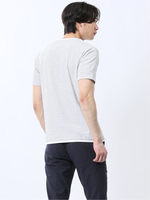 メランジポンチ キーネック半袖Tシャツ