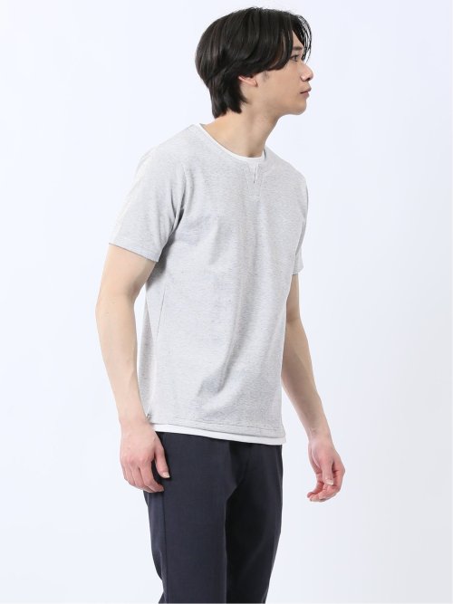メランジポンチ キーネック半袖Tシャツ