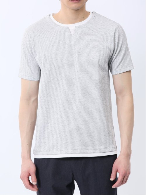 メランジポンチ キーネック半袖Tシャツ