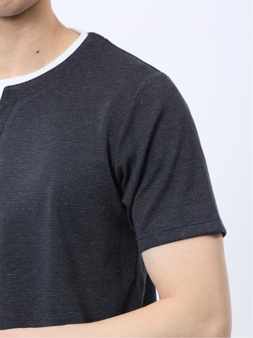 メランジポンチ キーネック半袖Tシャツ