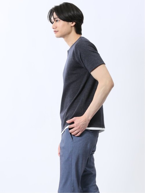 メランジポンチ キーネック半袖Tシャツ