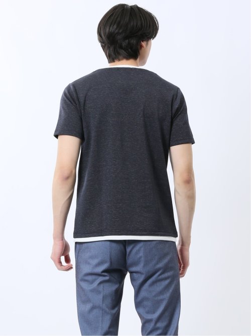 メランジポンチ キーネック半袖Tシャツ