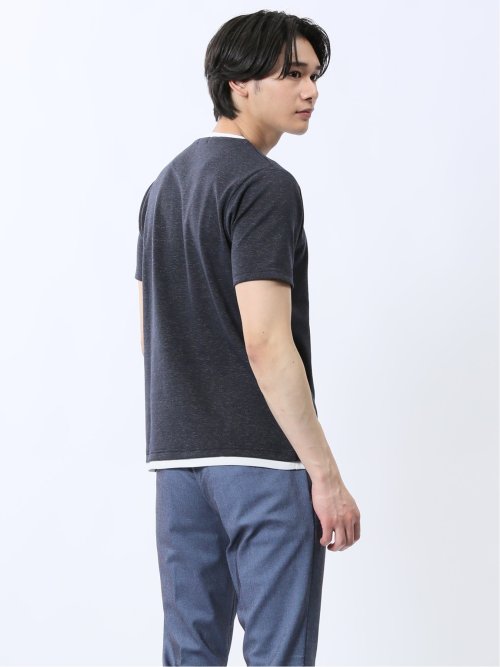 メランジポンチ キーネック半袖Tシャツ