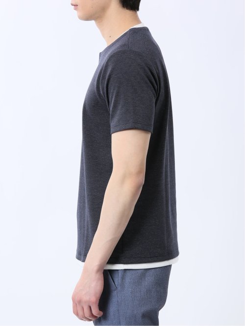 メランジポンチ キーネック半袖Tシャツ