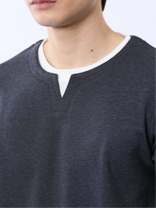 メランジポンチ キーネック半袖Tシャツ