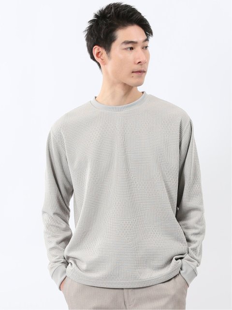 ランダムジャガード クルーネック長袖Tシャツ