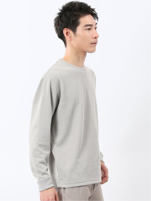 ランダムジャガード クルーネック長袖Tシャツ