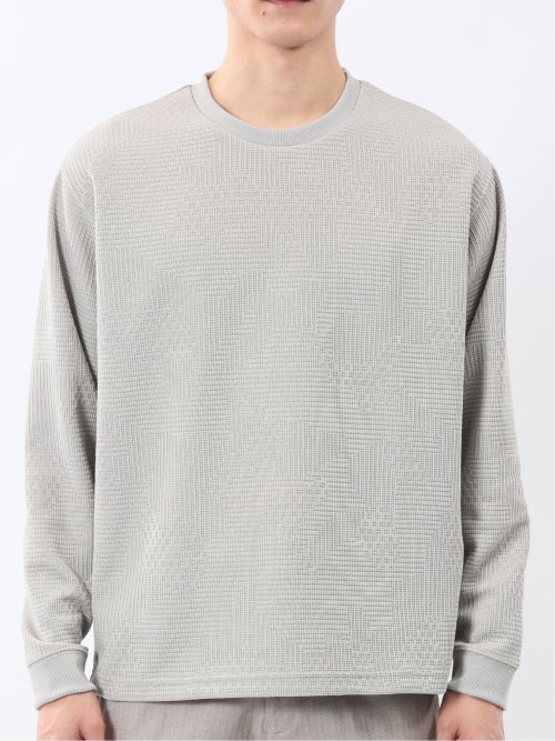 ランダムジャガード クルーネック長袖Tシャツ