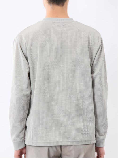ランダムジャガード クルーネック長袖Tシャツ