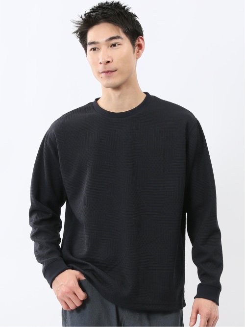 ランダムジャガード クルーネック長袖Tシャツ