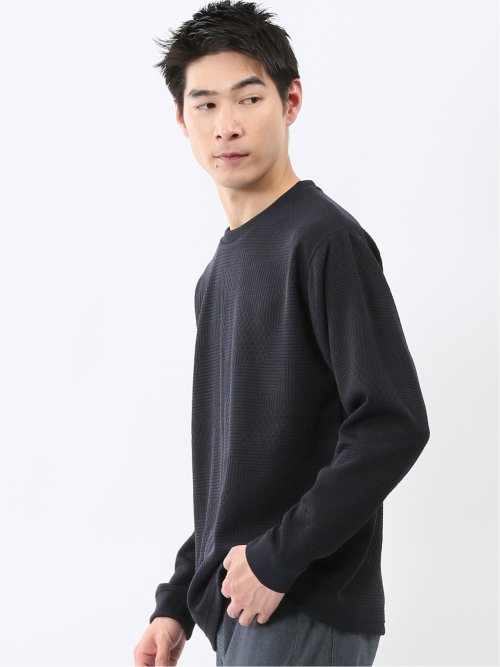ランダムジャガード クルーネック長袖Tシャツ