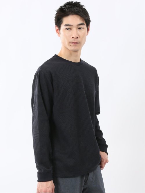 ランダムジャガード クルーネック長袖Tシャツ