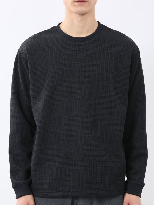 ランダムジャガード クルーネック長袖Tシャツ