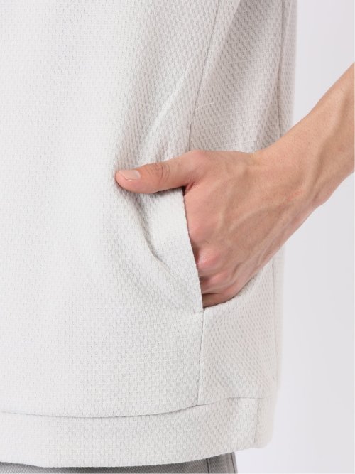 ワッフル ジャガード フルジップ 7分袖 パーカー