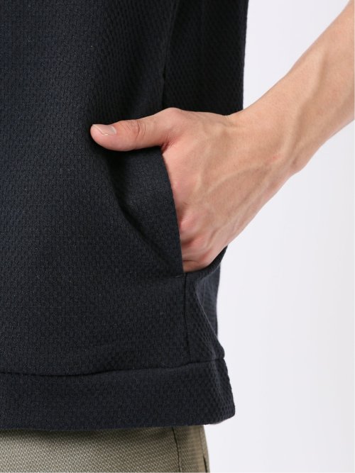 ワッフル ジャガード フルジップ 7分袖 パーカー