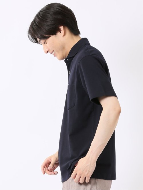 ストレッチ 綿混 カット ジャガード カッタウェイ 半袖 ビズポロ ポロシャツ クールビズ メンズ
