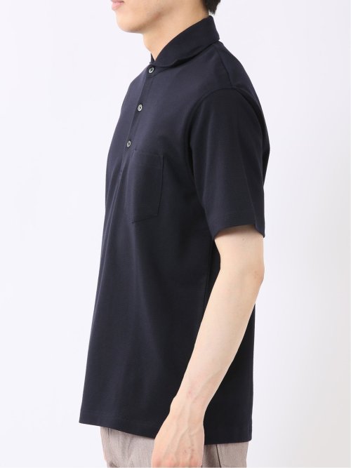 ストレッチ 綿混 カット ジャガード カッタウェイ 半袖 ビズポロ ポロシャツ クールビズ メンズ