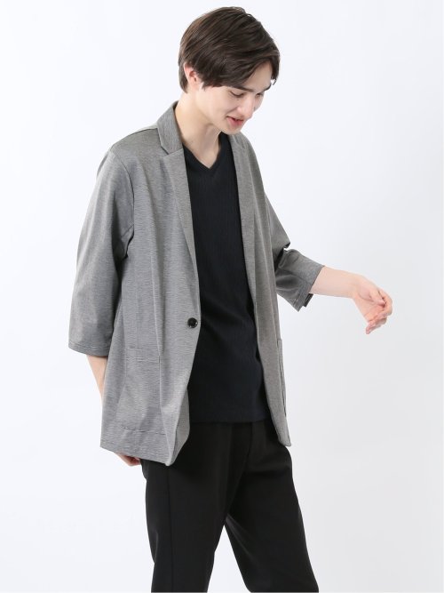 レーヨン混 2ボタン 7分袖ジャケット