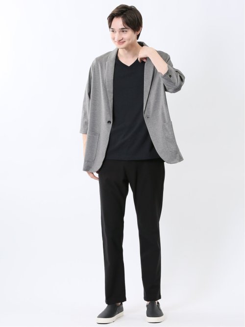 レーヨン混 2ボタン 7分袖ジャケット