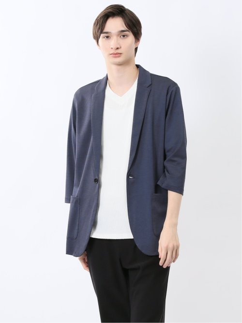 レーヨン混 2ボタン 7分袖ジャケット