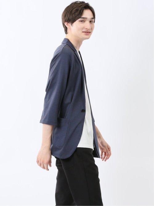 レーヨン混 2ボタン 7分袖ジャケット