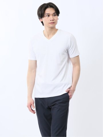 ふくれ千鳥ジャガード Vネック半袖Tシャツ