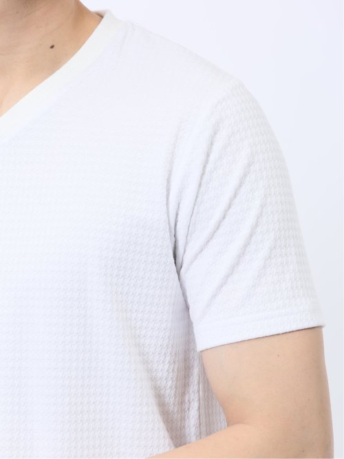 ふくれ千鳥ジャガード Vネック半袖Tシャツ