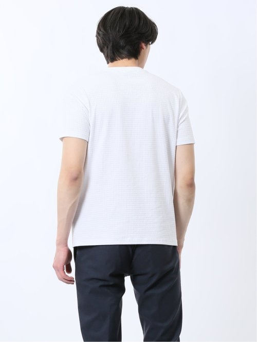 ふくれ千鳥ジャガード Vネック半袖Tシャツ