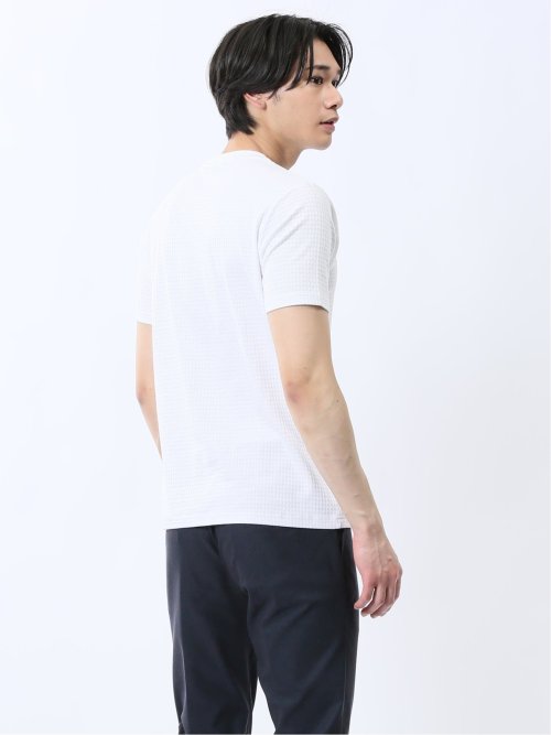 ふくれ千鳥ジャガード Vネック半袖Tシャツ