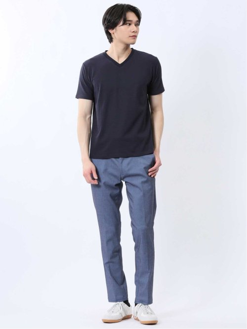 ふくれ千鳥ジャガード Vネック半袖Tシャツ