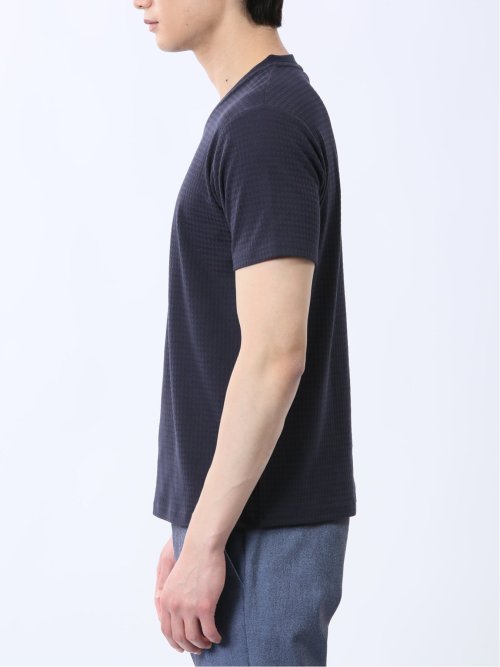 ふくれ千鳥ジャガード Vネック半袖Tシャツ