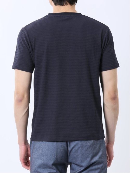 ふくれ千鳥ジャガード Vネック半袖Tシャツ