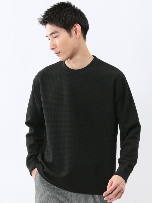 DRESS T-SHIRT】シルケットスムス スロープネック 長袖Tシャツ(S 01白