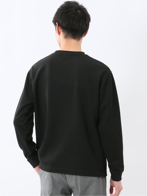 ブロックジャガード クルーネック長袖Tシャツ