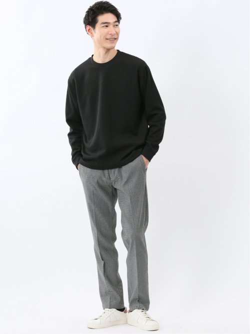 ブロックジャガード クルーネック長袖Tシャツ