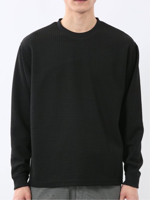 ブロックジャガード クルーネック長袖Tシャツ