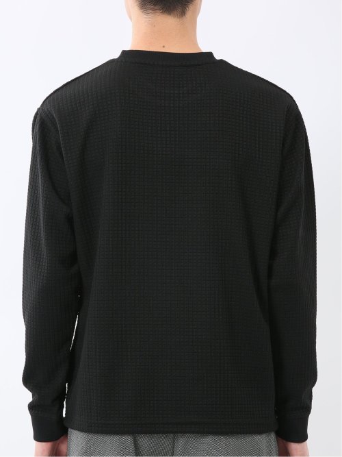 ブロックジャガード クルーネック長袖Tシャツ